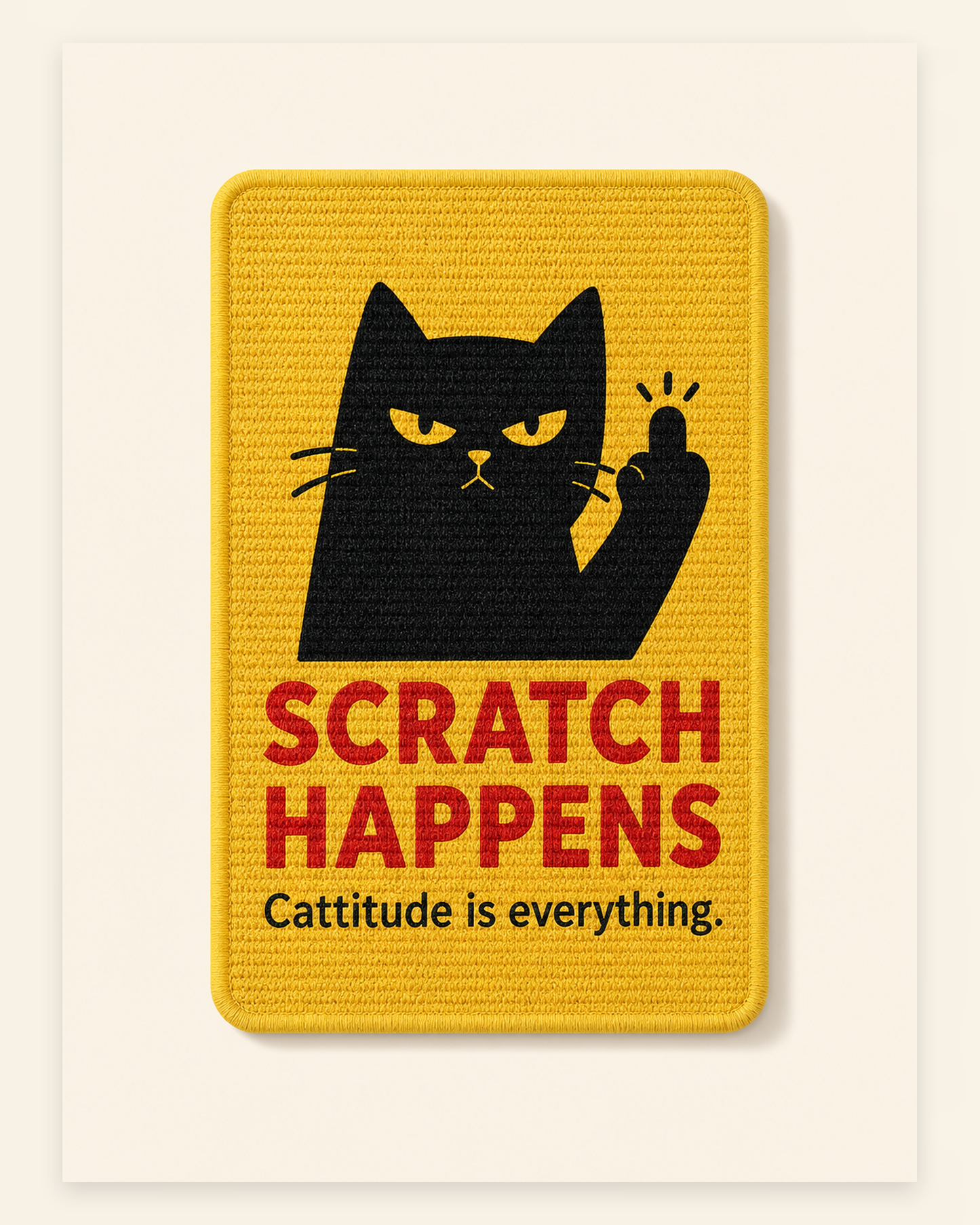 Cattitude is Everything Black Cat Natural Sisal Cat Scratch Mat