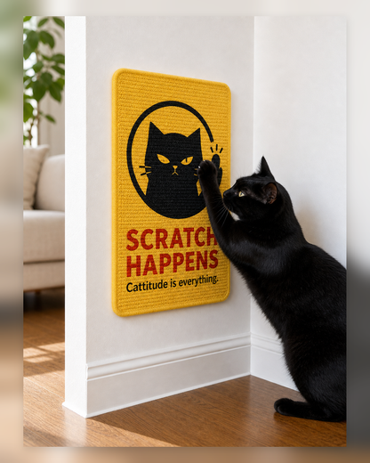 Cattitude is Everything Black Cat Natural Sisal Cat Scratch Mat