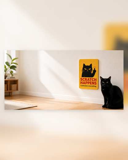 Cattitude is Everything Black Cat Natural Sisal Cat Scratch Mat